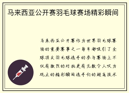 马来西亚公开赛羽毛球赛场精彩瞬间